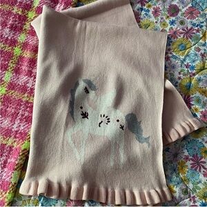 Unicorn Knit Pink Baby Blanket/Ruffled Edge